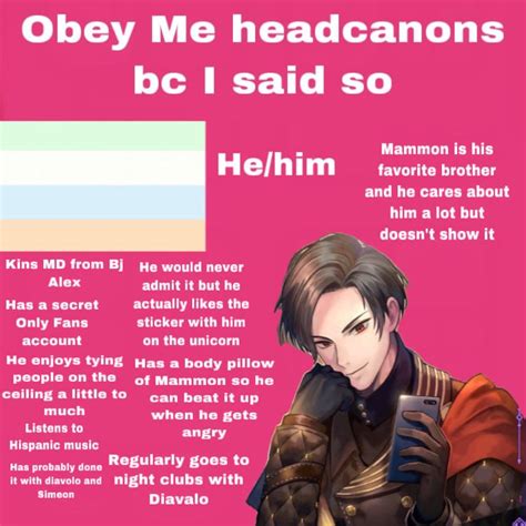 But it was not enough, not nearly enough. . Obey me headcanons baby